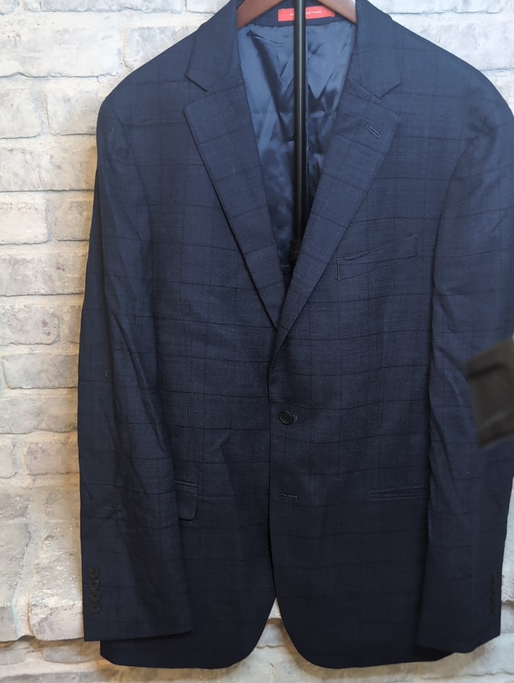 Kenneth Cole Navy Windowpane Men's Blazer 44 Long